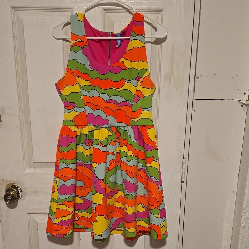 Pink and Orange Sleeveless Halter Mini Sundress